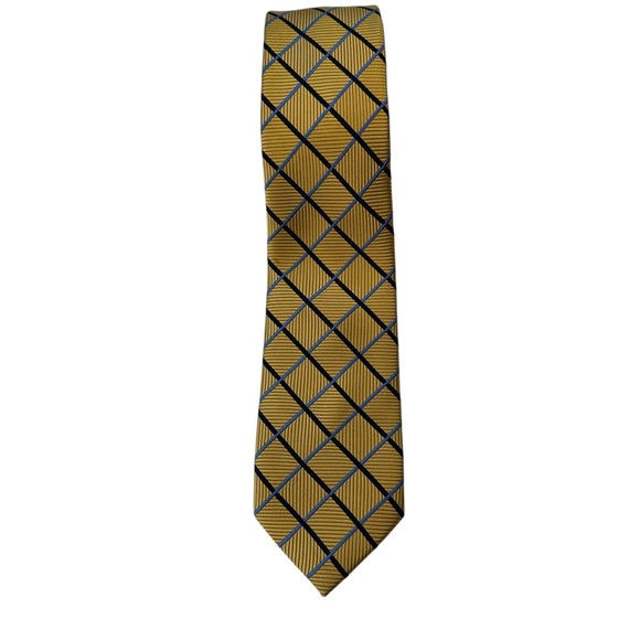 Jos. A. Bank tie, traveler stain resistant, 100% silk,‎ gold and blue - Picture 2 of 5